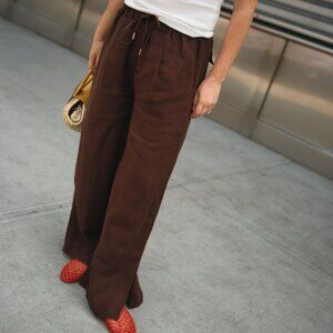 Nelle Atelier - Petite Chocolate Brown Linen Pant